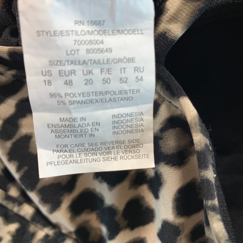 Swim Solutions Womens Leopard Print Square Neck Swimdress Brown Black Size 18 - Picture 5 of 9